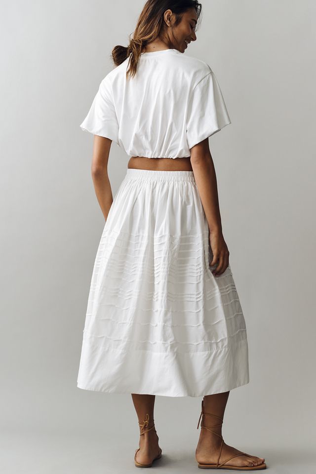 Maeve Cotton Pintuck Midi Skirt #2