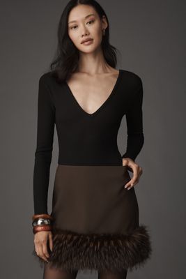 APPARIS Meadow Faux Fur Trim Mini Skirt