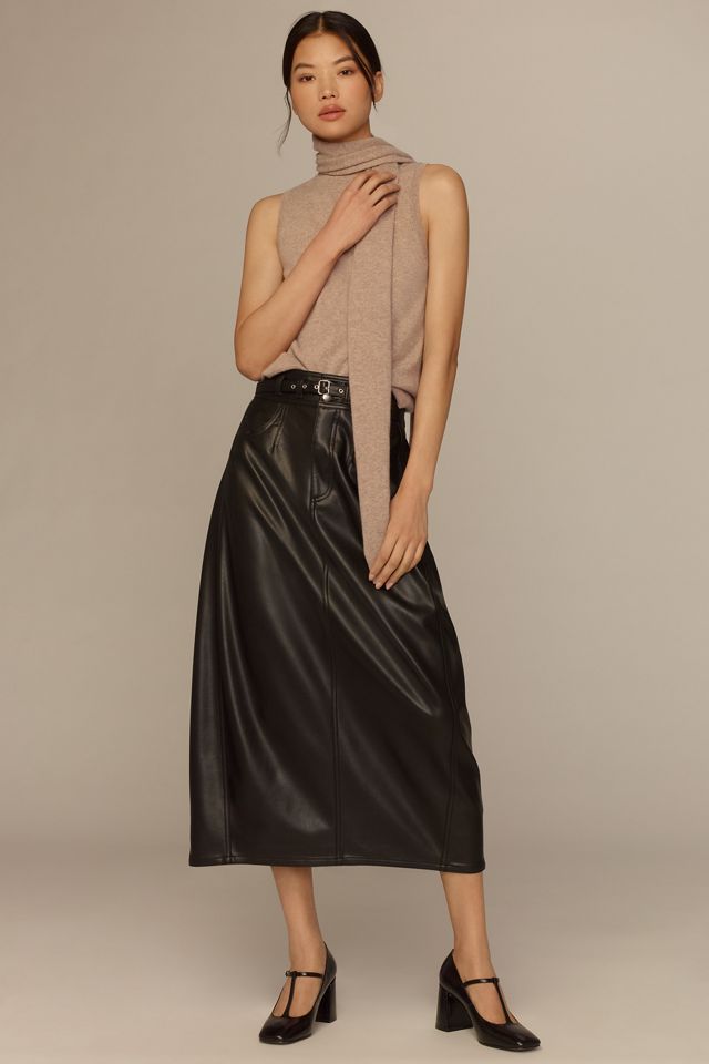 Pilcro Faux-Leather Relaxed Midi Skirt #1