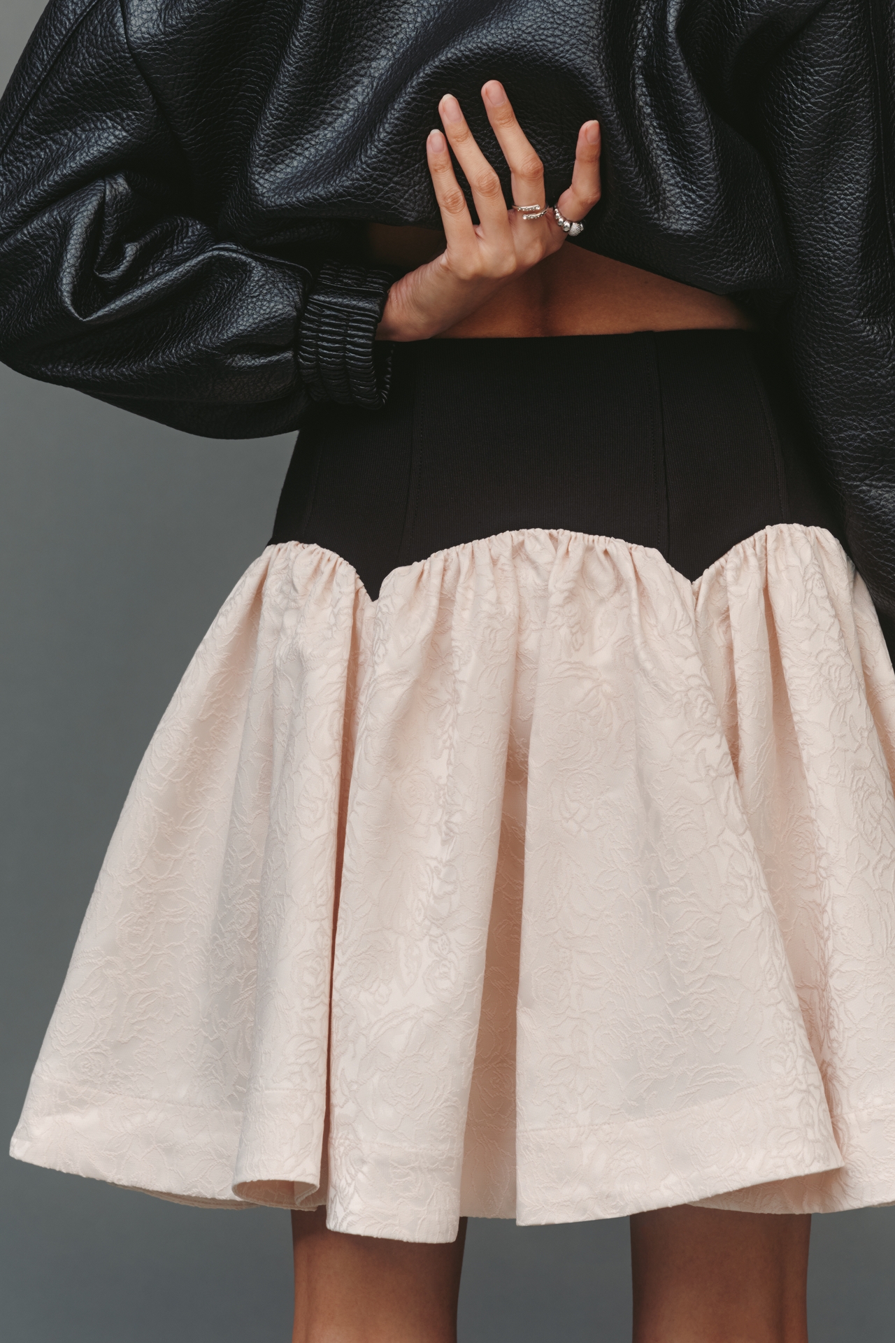 Maeve Basque-Waist Knit Jacquard Mini Skirt