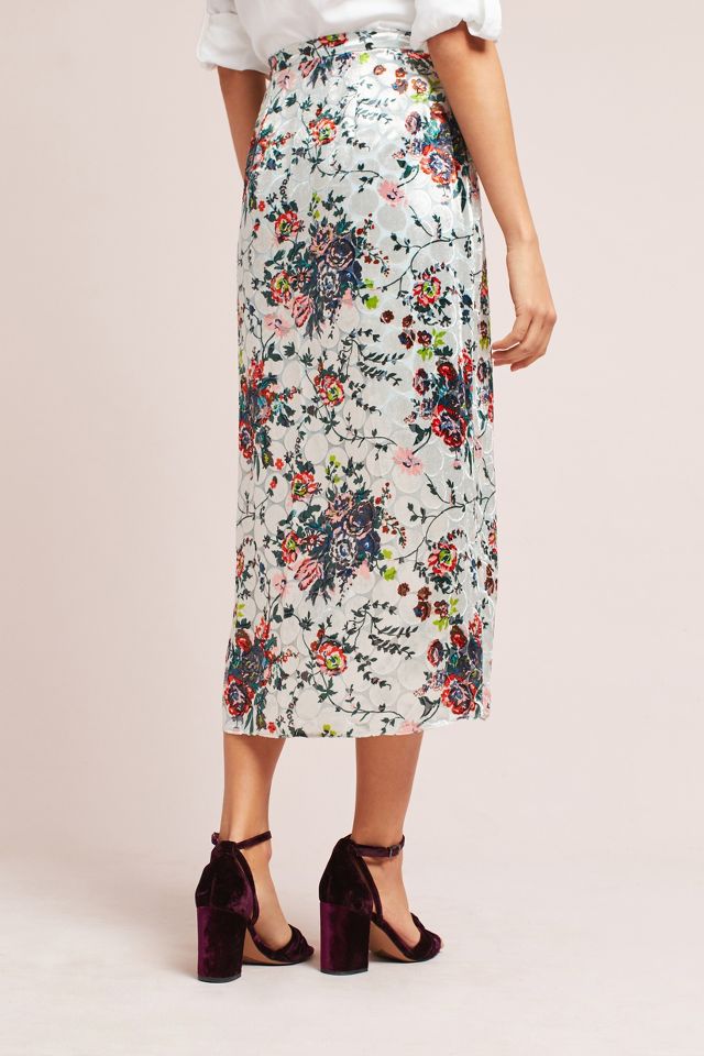 Anthropologie floral outlet velvet skirt