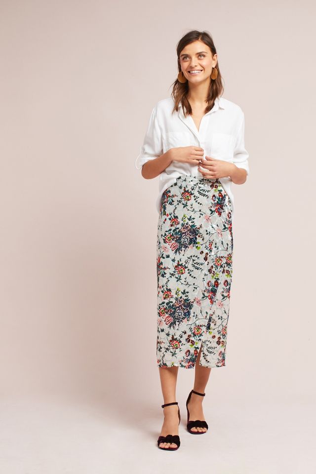 Anthropologie floral velvet skirt best sale