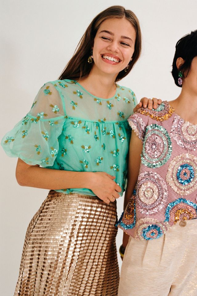 Maeve Natalia Sequined Midi Skirt #8