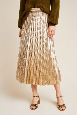 anthropologie metallic skirt