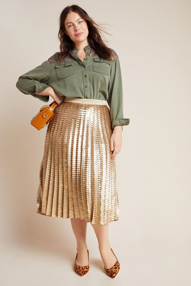 Maeve Natalia Sequined Midi Skirt #4