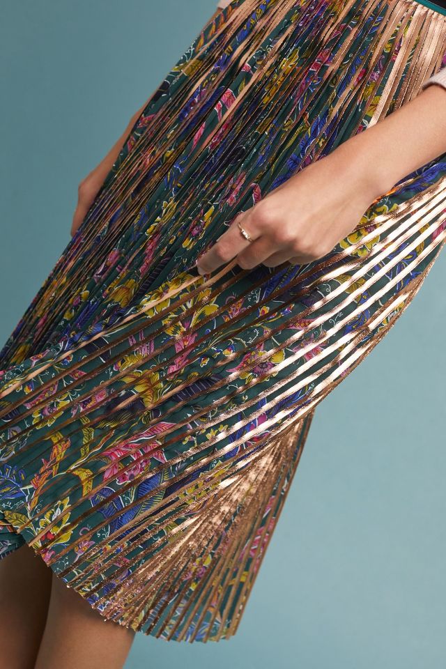 Metallic pleated skirt anthropologie best sale