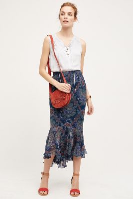 anthropologie silk skirt