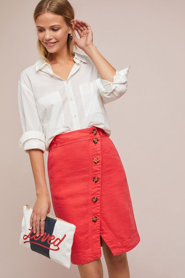 Button down shop pencil skirt