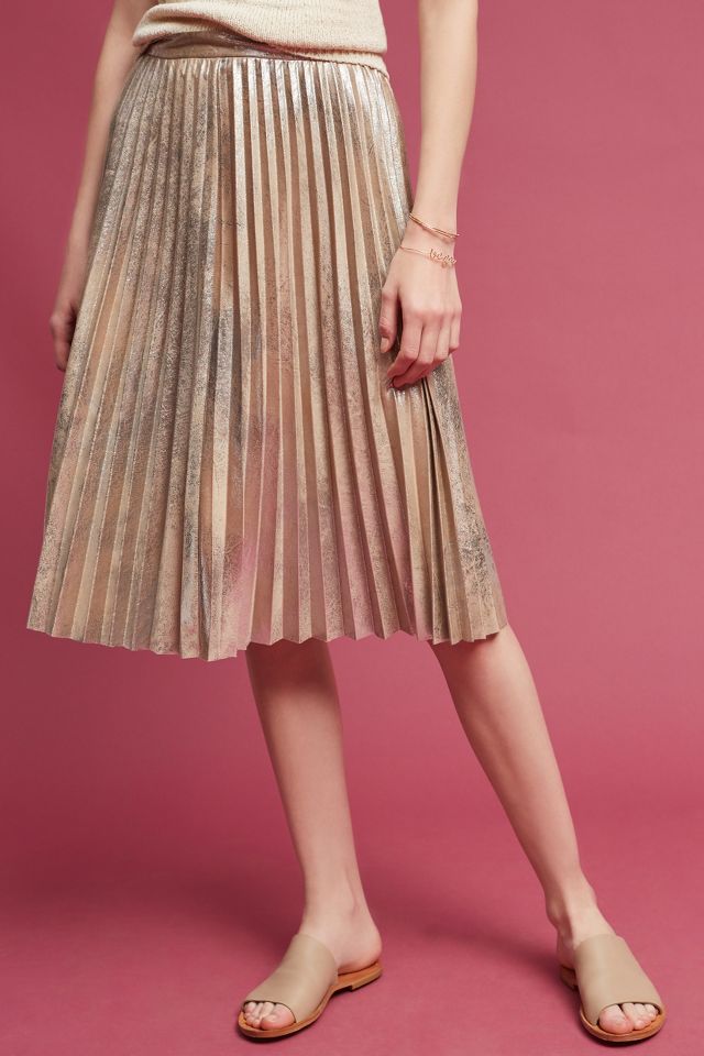 Gold pleated shop skirt anthropologie