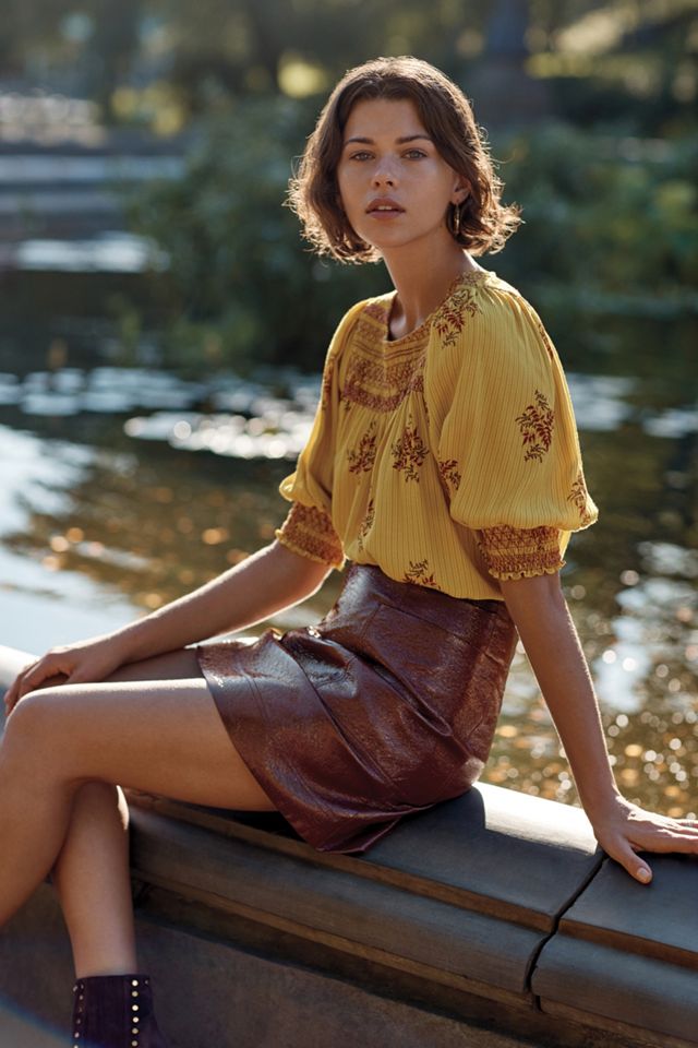 Maeve Faux Patent Leather Skirt #4