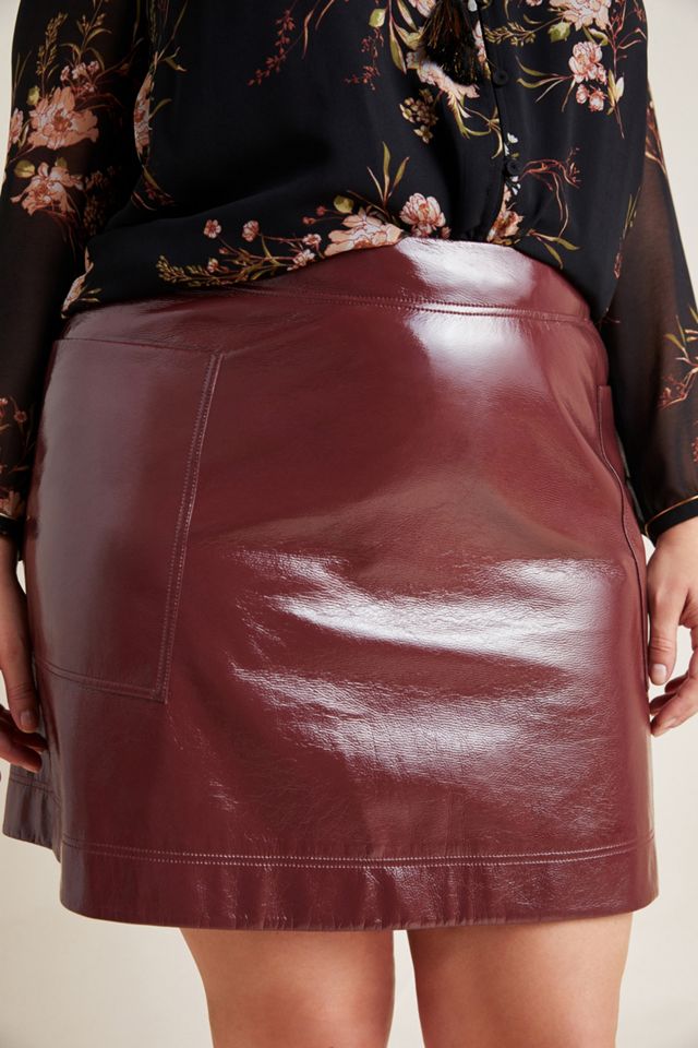 Maeve Faux Patent Leather Skirt #7