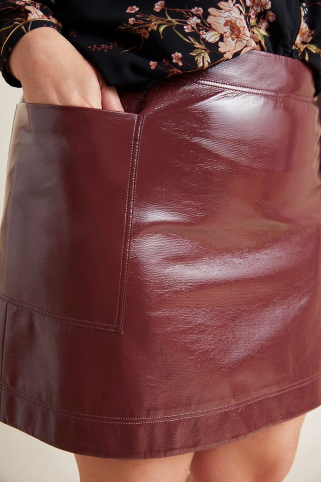 Maeve Faux Patent Leather Skirt #8