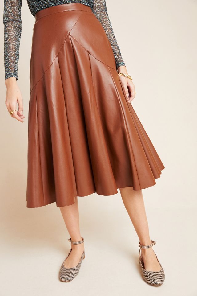 Mariska faux on sale leather midi skirt