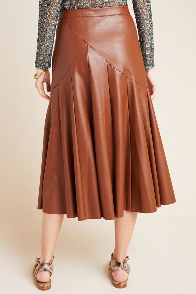 Anthropologie red leather outlet skirt