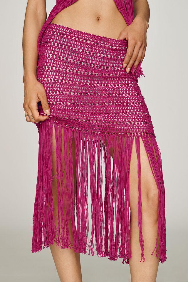 For Love & Lemons Lulu Cotton Beaded Fringe Skirt #1
