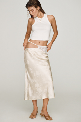 For Love & Lemons Adrift Satin Midi Skirt | Anthropologie