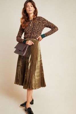 Gold pleated outlet skirt anthropologie