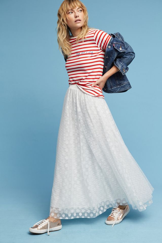 Dotted Tulle Maxi Skirt