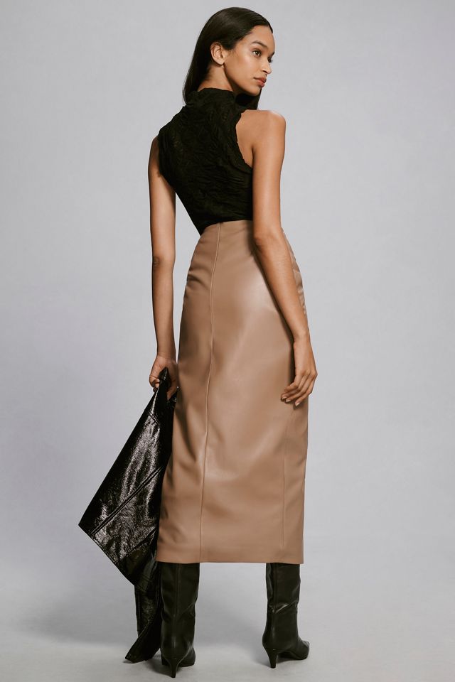 Lamarque Eileen Faux Leather Knot Midi Skirt #2