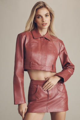 Lamarque Amara Leather Micro Mini Skirt In Pink