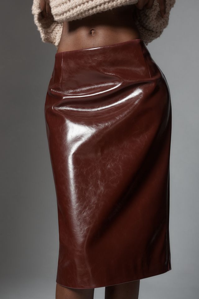 Lamarque Georgia Faux Leather Midi Skirt #1