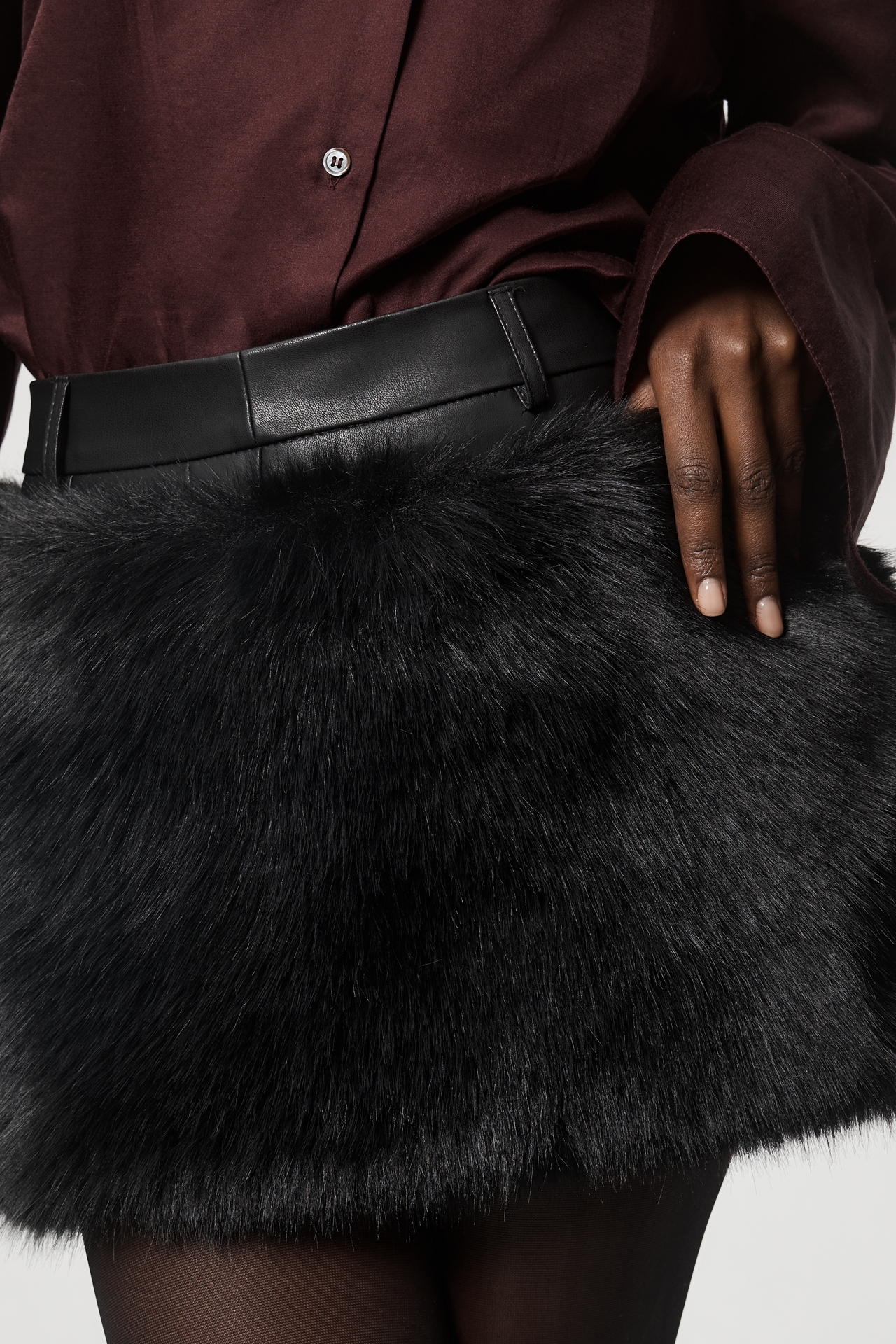 Lamarque Carrie Faux Fur Mini Skirt