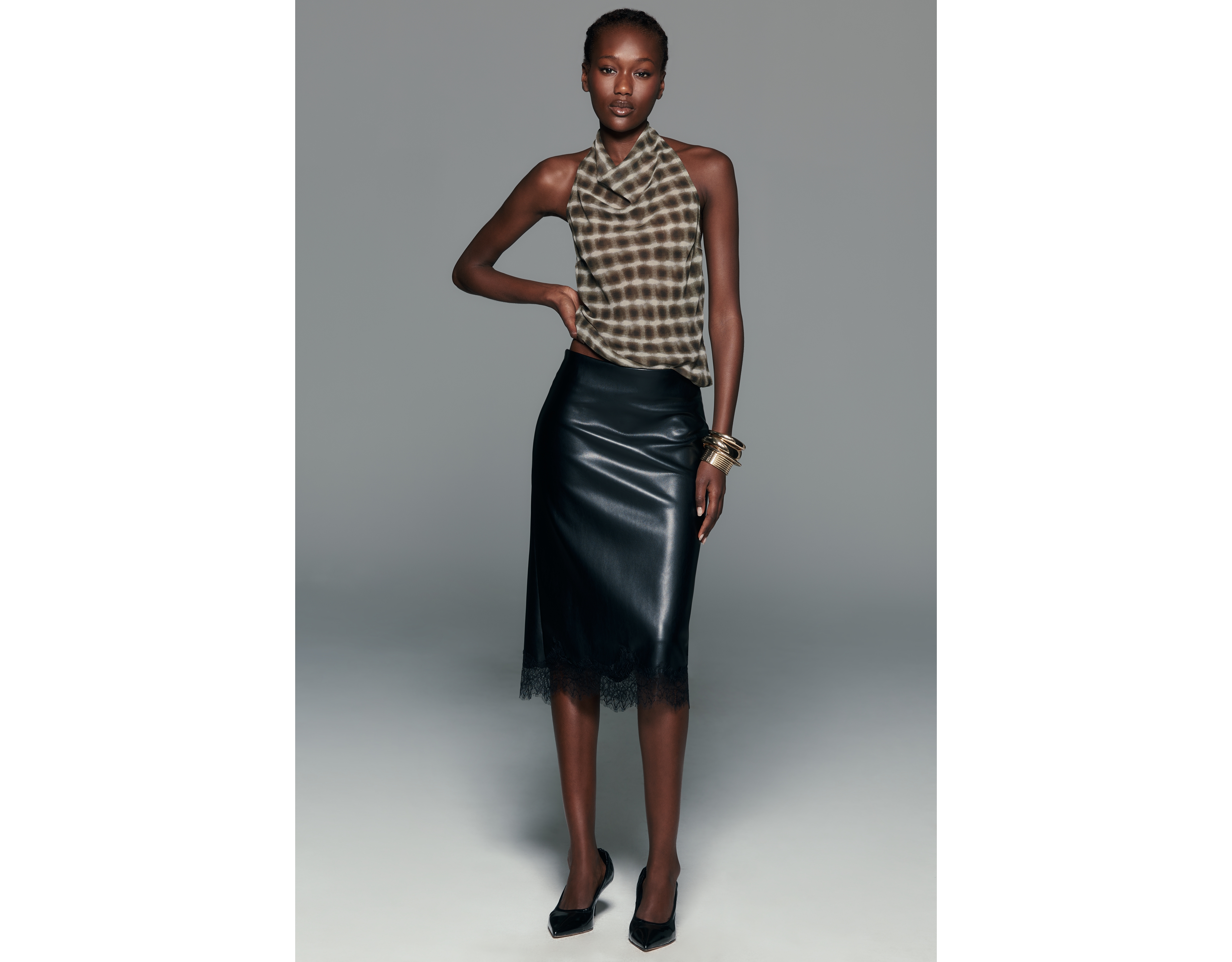 Lamarque Sonja Faux Leather Midi Skirt