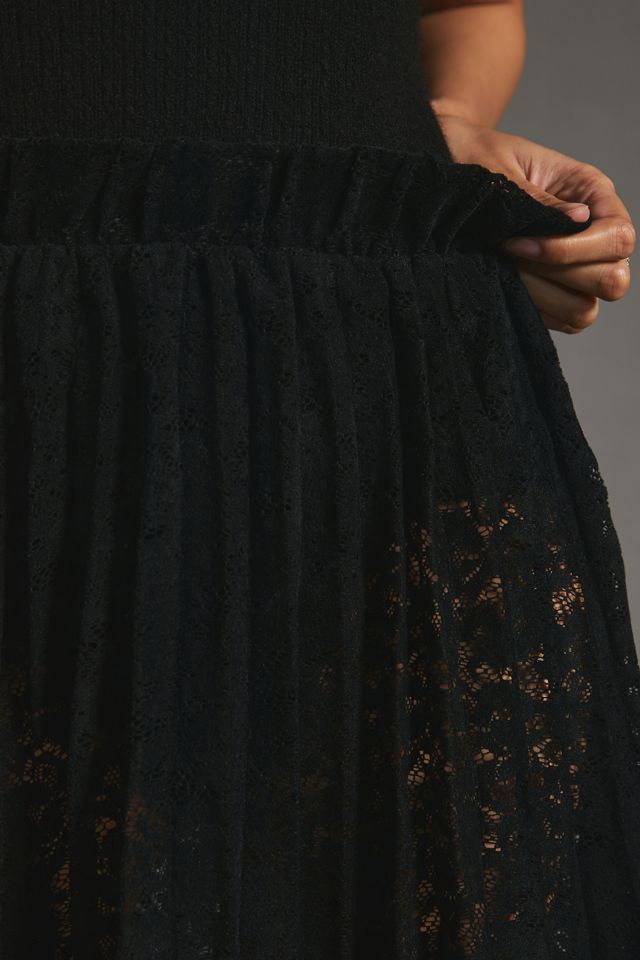 By Anthropologie Sheer Lace Pleated Midi Skirt | Anthropologie UK