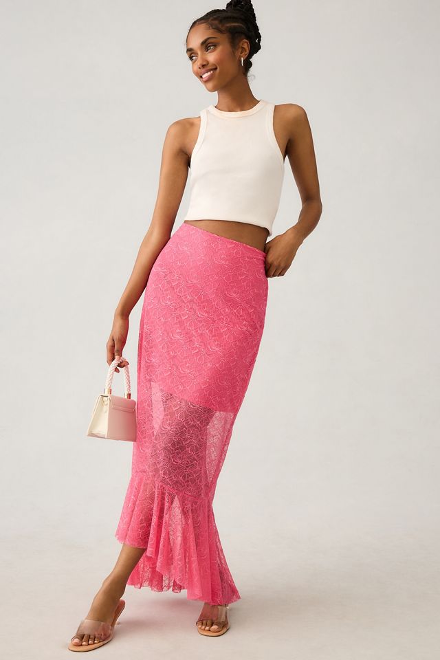 By Anthropologie Sheer Lace Mermaid Skirt | Anthropologie