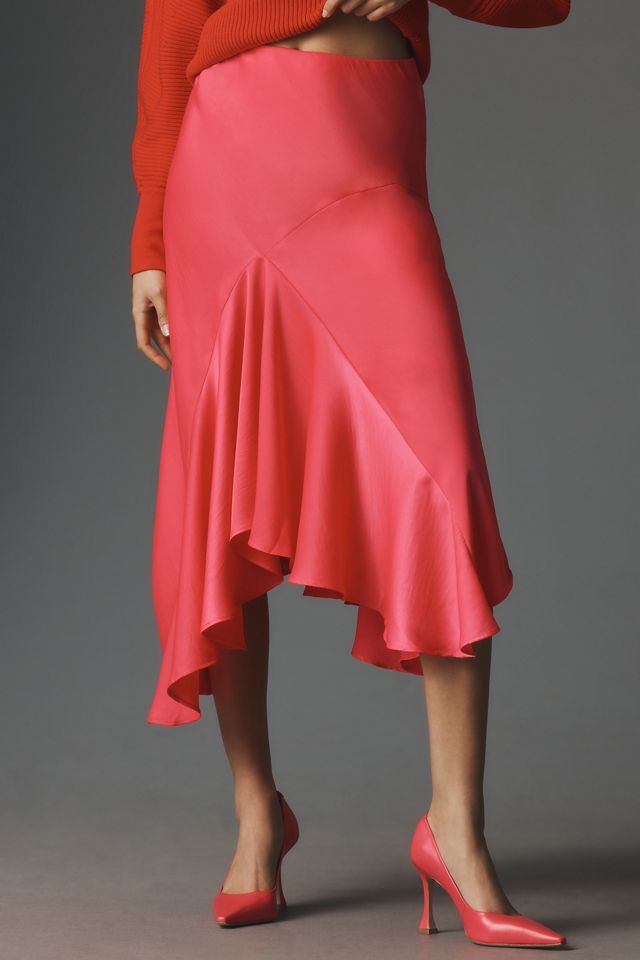 By Anthropologie Asymmetrical Bias-Cut Slip Skirt #1