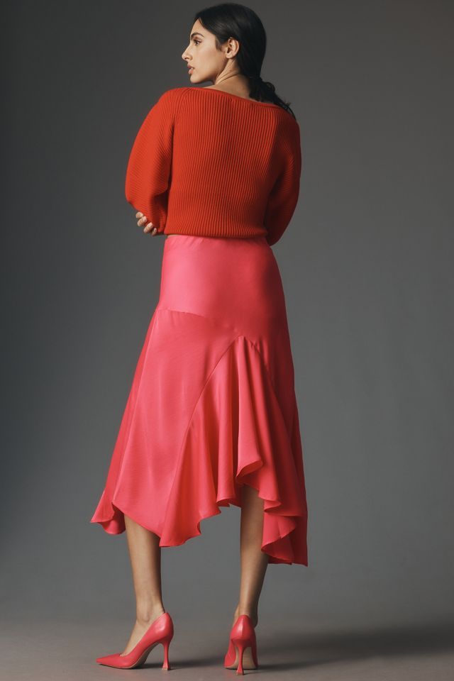 By Anthropologie Asymmetrical Bias-Cut Slip Skirt #2