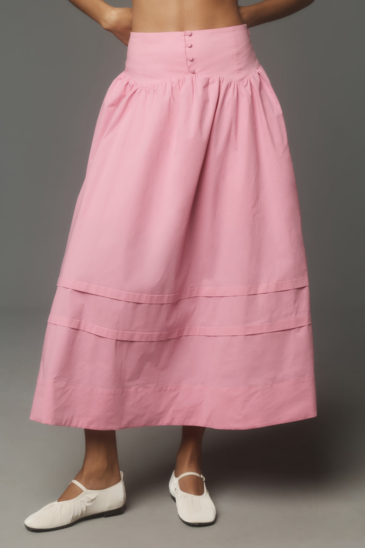 Maeve Button-Waist Midi Skirt