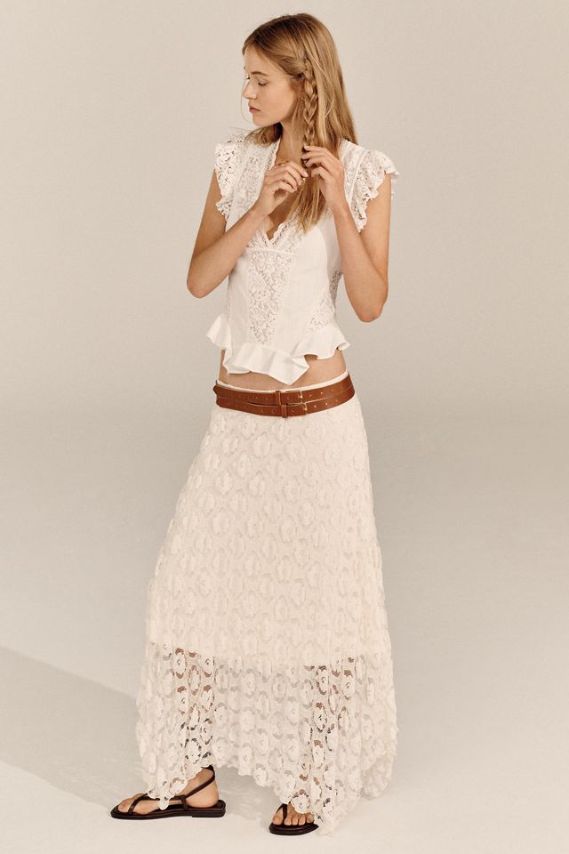 By Anthropologie Pucker Lace Midi Skirt #4