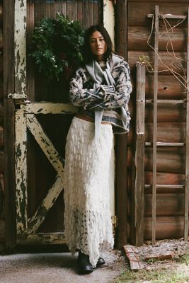 By Anthropologie Pucker Lace Midi Skirt