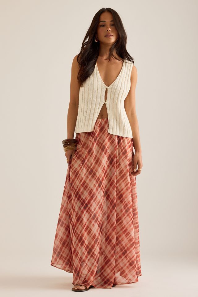 Jupe longue à carreaux By Anthropologie #2