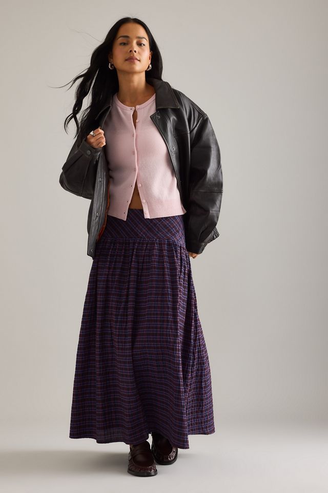 By Anthropologie Karierter Midirock mit Basque-Taille #3