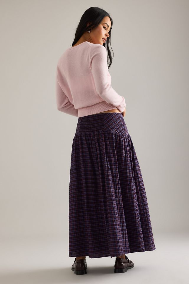 By Anthropologie Karierter Midirock mit Basque-Taille #1