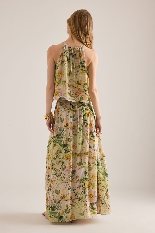 By Anthropologie Fifi Floral Basque-Waist Maxi Skirt #5