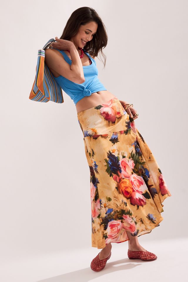 Gonna Lunga a Vita Bassa Floreale By Anthropologie #1