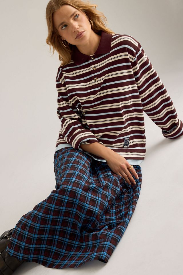 Jupe midi asymétrique à volants et carreaux By Anthropologie #1