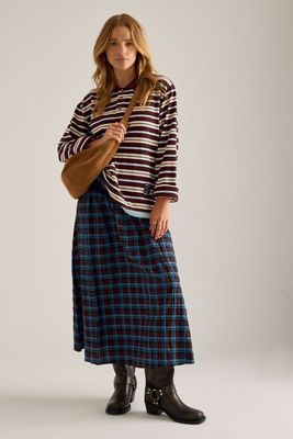 Falda Midi de Cuadros con Volante Asimétrico By Anthropologie