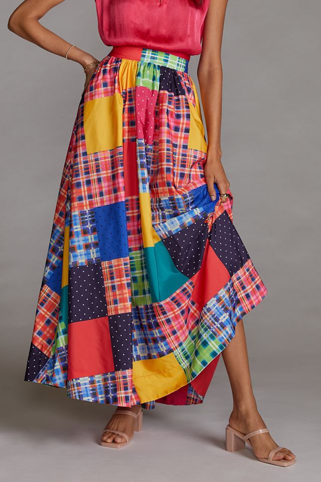 Maeve Patchwork A-Line Maxi Skirt #1