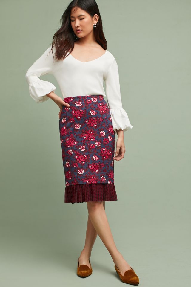 Floral pencil outlet skirt queen size