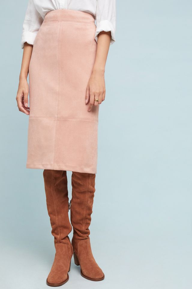 Anthropologie faux outlet suede skirt