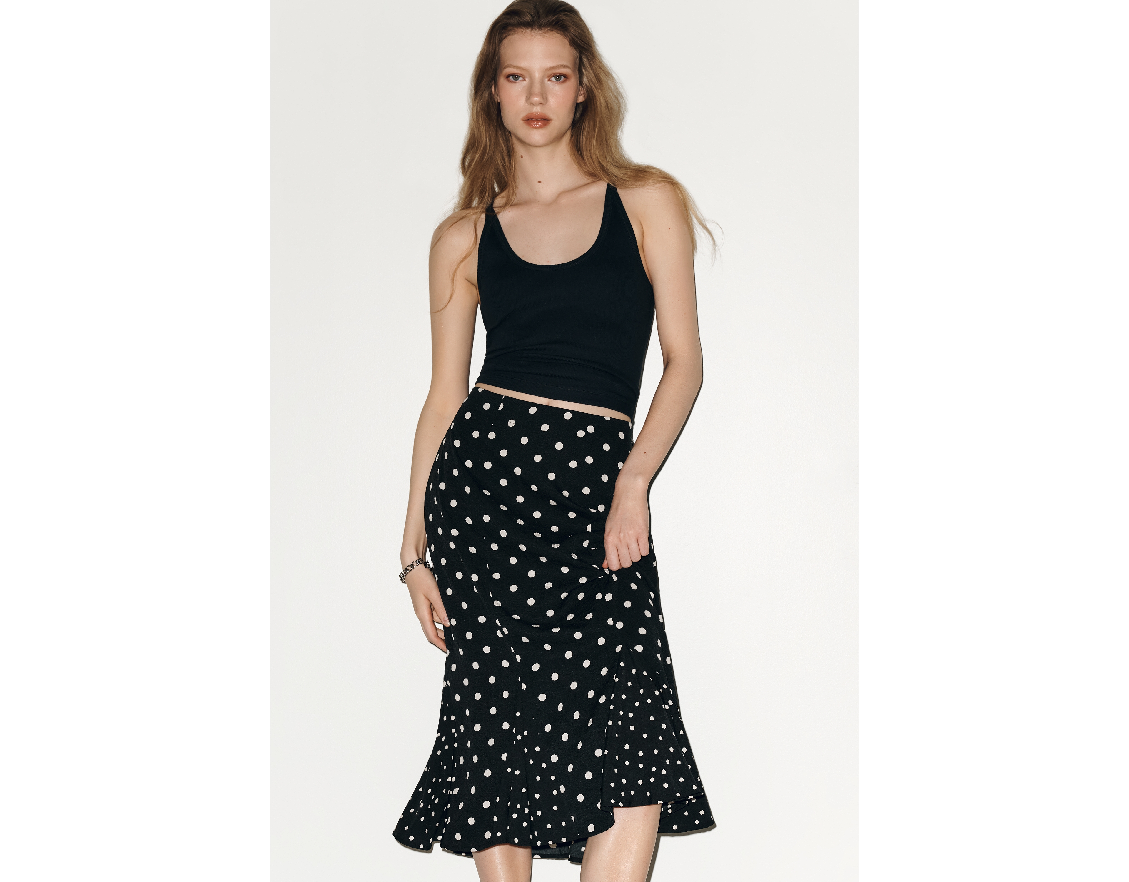 Maeve Godet Flare Midi Skirt