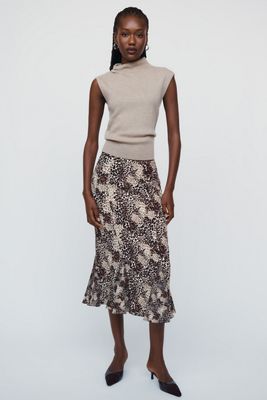 Maeve Godet Flare Midi Skirt