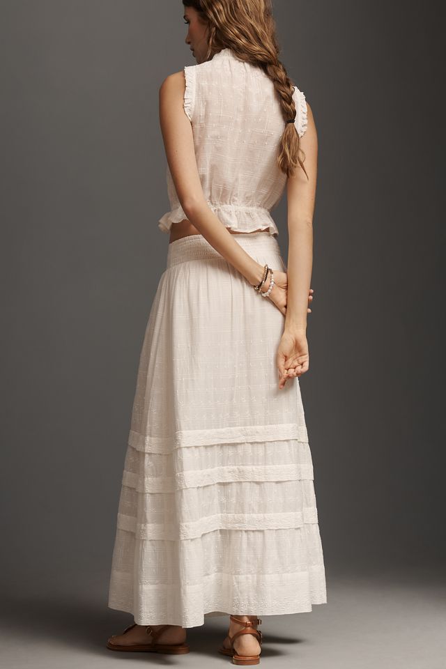 By Anthropologie Mixed Lace Maxi Skirt #1