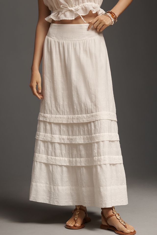 By Anthropologie Mixed Lace Maxi Skirt #2