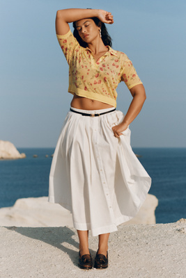 Maeve Cotton Poplin Buttondown Midi Skirt