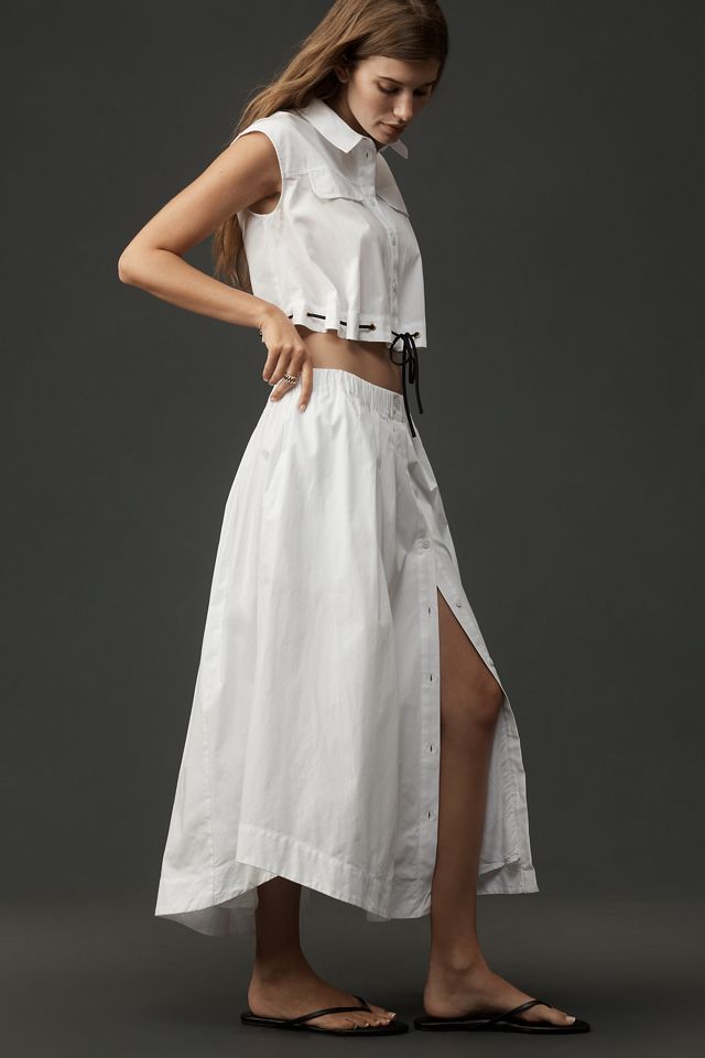 Maeve Cotton Poplin Buttondown Midi Skirt | Anthropologie